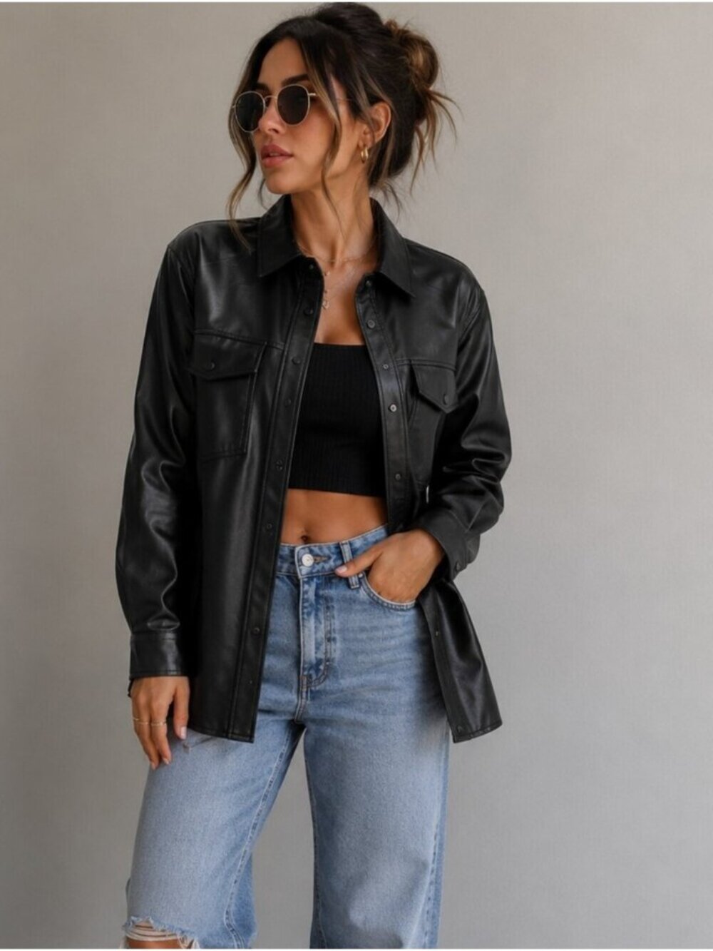 Zara oversized Faux leather shacket